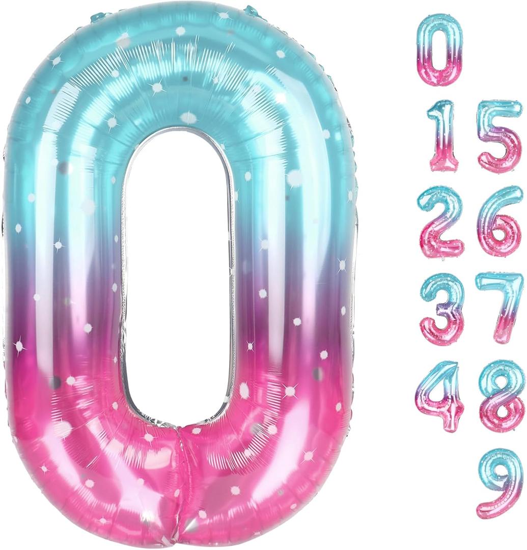 Number 0 Balloons 40 Inch Pink Purple Blue Number Balloons for 10 20 30 40 50 60 70 80 90 100 Numbers Balloon Birthday Decorations Wedding Event Baby Shower