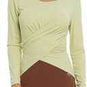 Women Shirts Long Sleeve Tie Front Summer Crop Tops, Silky Soft Compression Sun Shirt for Sport Workout Athletic Outfits