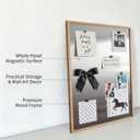 Wood Frame Stainless Steel Magnetic Bulletin Board for Wall