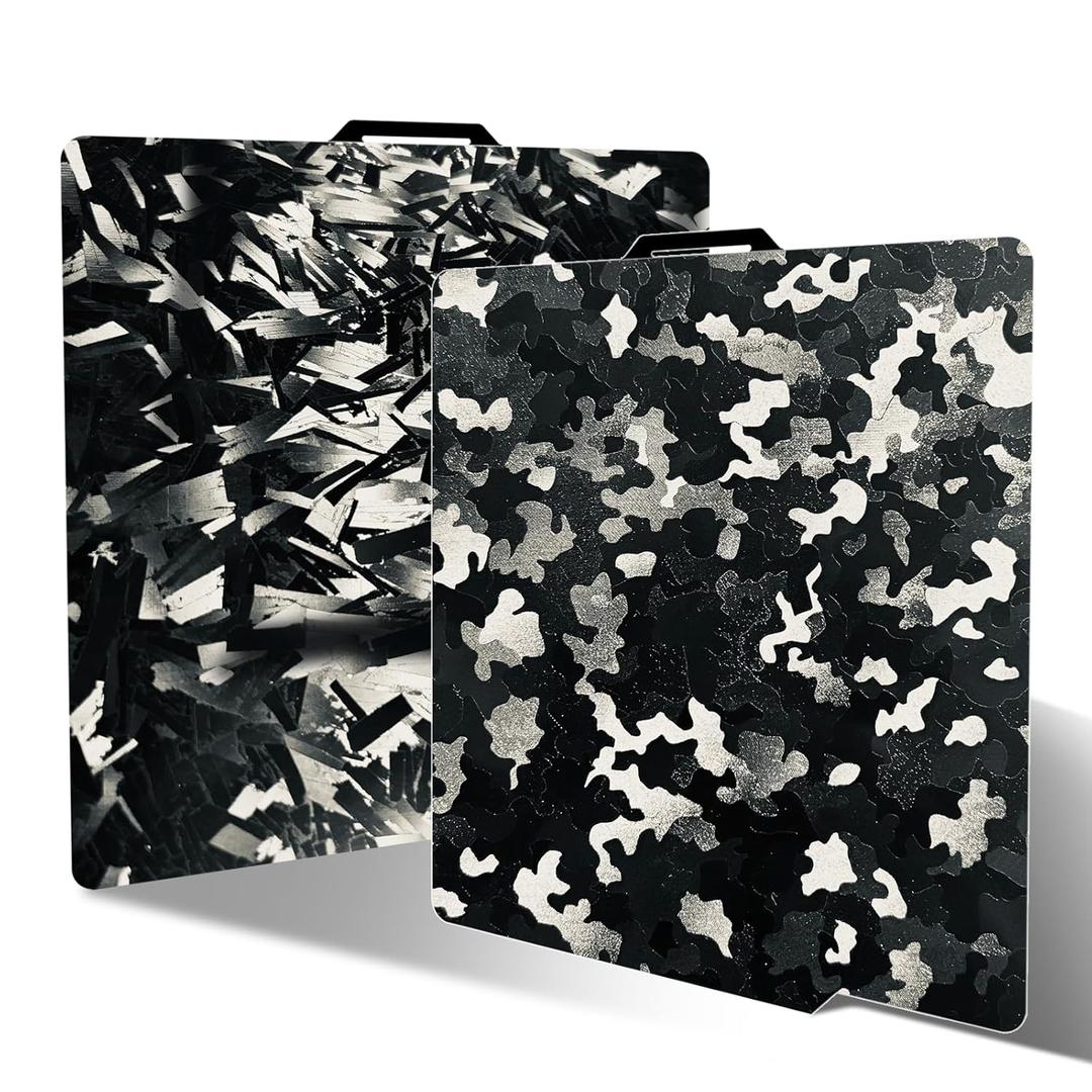 Double Sided Smooth Flexible Spring Steel Plate Effect Sheet for Bambu Lab 3D Printers,257x257 Camouflage+High-Rise Build Plate for Bambu Lab X1/X1C/X1E/P1P/P1S/A1/P2S 3D Printer