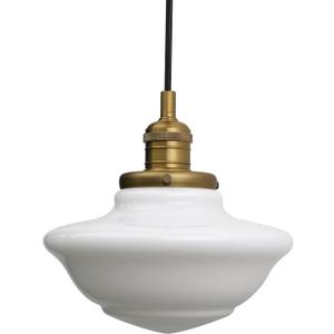 Pathson Modern Pendant Light with Milk White Glass, Vintage Ceiling Pendant Lighting Adjustable Textile Cord, Frosted Ceiling Fixture Lamp for Living Room Bedroom Kitchen Dining Room (Antique Brass)