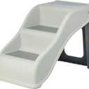 Trixie Lightweight Pet Stairs with Non-Slip Rubber Treads - 3 Step Stairs for Dogs and Cats to Reach Beds and Couches - Foldable and Easy to Store - Light Gray