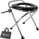 BLIKA Portable Toilet for Camping, 350LBS Stainless Steel Foldable Camp Travel Toilet with Soft Seat for Adults, 16.5-Inch Portable Toilet for Truckers, Camping, RV Travel, Road Trips, Outdoor Use