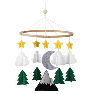 Baby Crib Mobile (Starry Woodland Night, Short Evergreen) - Baby Shower Gift Nursery Decoration for Boys & Girls