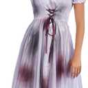 Zombie Bloody Bride Costume for Women Corpse Dress Halloween Cosplay Party (Medium-Large, White-red)