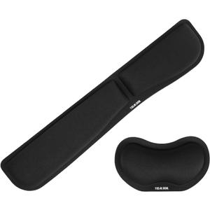 Wrist Rest for Computer Keyboard and Mouse - Ergonomic Memory Foam Mousepad Rests with Non-Slip Base for Office, Gaming, Computer - Pain Relief & Carpal Tunnel Support, Black, 2-Piece Desk Accessories