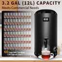 Insulated Beverage Dispenser with Heating Drink Dispenser, Electric Heating Beverage Dispenser-75 Cup Hot&Cold water Urn, Hot Drink Beverage-Stainless Steel Hot Drink Dispenser 12 L/3.2 Gallon