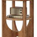 VASAGLE Side Table, 2 Tier Small Accent End Table, Nightstand with Lower Shelf for Small Spaces, Living Room, Bedroom, Honey Brown ULET233M101S, Round