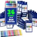 Color Swell Bulk Crayon Packs - 36 Boxes of 24 Vibrant Colored Durable Bulk Crayons of Teacher Quality for Classroom and Home
