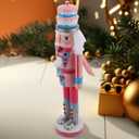 IMIKEYA Christmas Nutcrackers Figure: 1PCS Pink Wooden Nutcracker Soldier Christmas Ornament Decoration Ornament for Xmas Indoor Tabletop Desktop Shelves