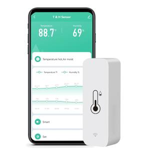 WiFi Humidity Temperature Monitor: Smart Hygrometer Thermometer for Remote Monitor and Alert, High Precision Indoor Thermometer with TUYA App, No Hub Required, Compatible with Alexa (1-Pack)