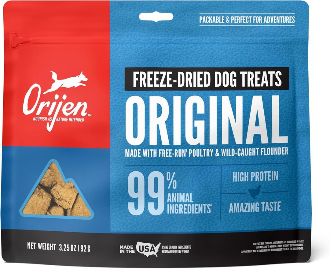 ORIJEN Grain Free High Protein Freeze Dried Dog Treats Original Recipe 3.25oz Bag (EXP 03/02/26)