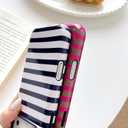 Skyseaco for iPhone 17 Pro Case Cute Aesthetic Horizontal Striped Phone Case for Women Girl Shockproof Slim TPU and Hard PC Protective Cover 6.3 inch 2025 - Orange and Pink