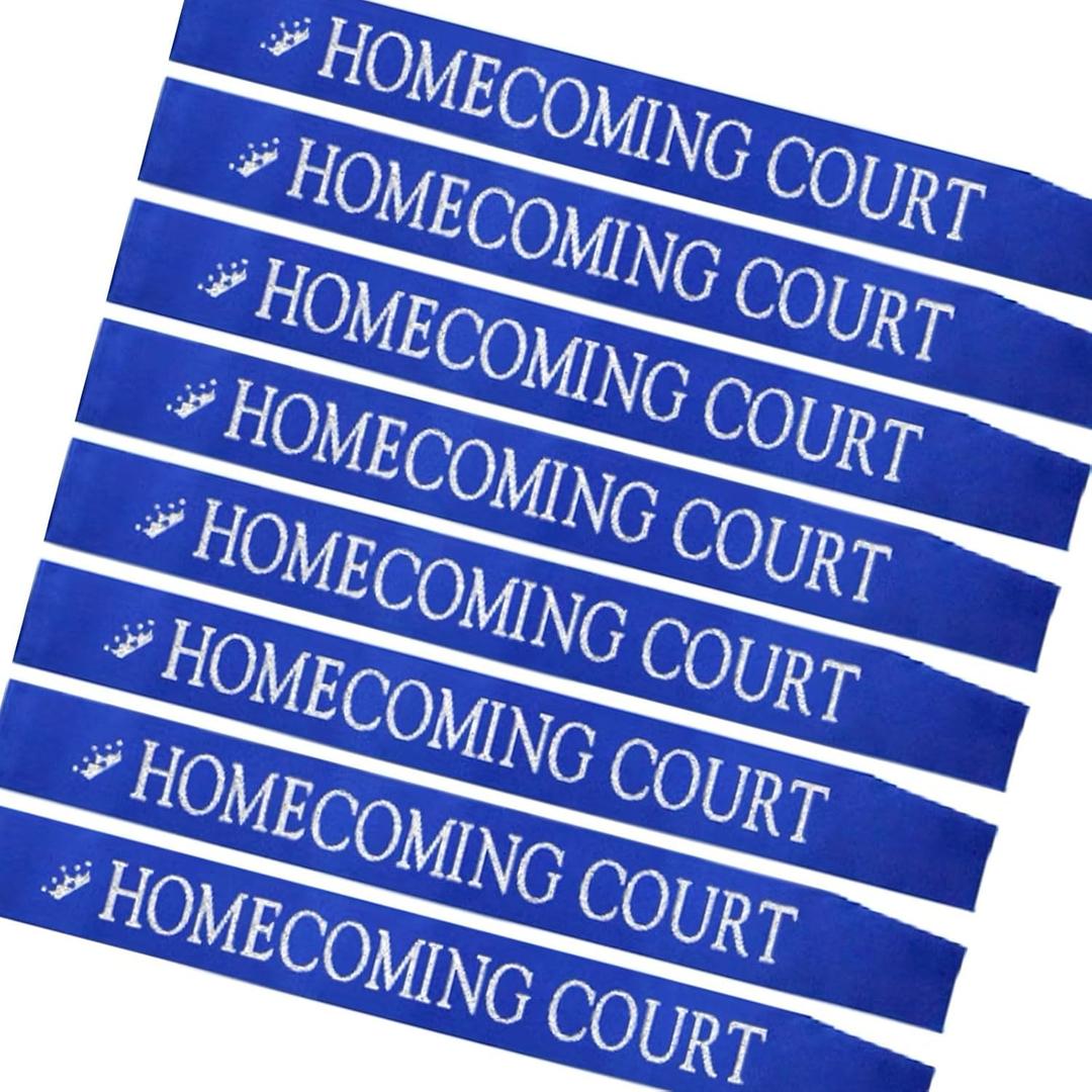 Homecoming Court Sashes Blue, Homecoming Sashes for High School Dance Party Costume Event Graduation Party Cosplay Pageants Prom Party Accessories, 8 Pack Blue