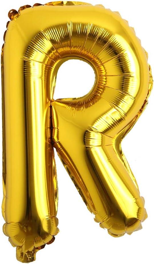 16" Alphabet Letter and Number Balloons Set Package, Aluminum Hanging Foil Film banner Mylar Balloon for Birthday Party Decoration Custom Word (A-Z, 0-9 Gold) (16 inch R Gold)