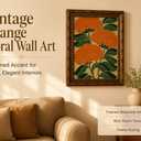 SKZMBTI Vintage Gold Framed Flowers Wall Art Orange blossom Painting Prints | Plant Canvas Wall Decor Minimalist Plants Style Poster Print Artwork for Living Room Bedroom Home Decoration 16"L x 12"W