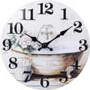Bathroom Wall Clock Rustic Style Waterproof Glass Wall Clocks for Bathroom, Shower Wall Decor (8 Inch, Brown)