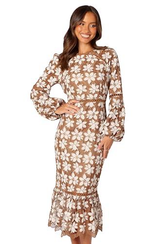 Petal & Pup Pierre Long Sleeve Lace Maxi Dress - Mocha M