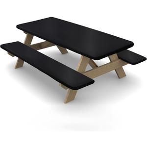 Ruisita 3 Piece Set Picnic Table Cover with Bench Covers Black Vinyl Fitted Picnic Table Covers with Elastic Edges Waterproof Rectangle Patio Tablecloth for Outdoor Camping, 72 Inches Ruisita 3 Piece Set Picnic Table Cover with Bench Covers Black Vinyl Fitted Picnic Table Covers with Elastic Edges Waterproof Rectangle Patio Tablecloth for Outdoor Camping, 72 Inches
