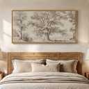 Large Framed Vintage Landscape Canvas Wall Art for Living Room, 24x48 Inch