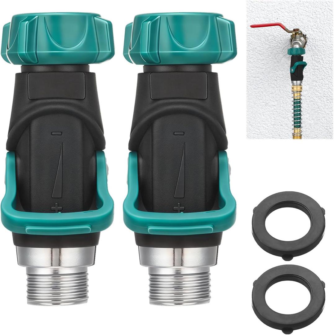 Chunful 2 Pcs 1 Way Shut off Valve Fits Standard Garden Hoses Metal Shutoff Hose Connector Water Control No Leak, 3/4 Inch Faucet/hose Connector