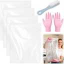 Juome Oven Rack Cleaning Bags, 4 Pack Reusable No Scrub Oven Rack Cleaning Bags Kit with 6 Gloves & 1 Brush, Leak Proof PE Cleaner Bags (19.7 * 27.5 inch) for Deep Soaking BBQ Racks, Grill Grates