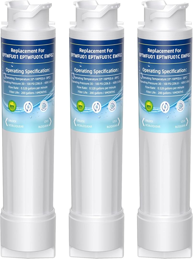 Water Filter Replacement for EPTWFU01,Water Filter Compatible with Frigi-daire EPTWFU01, EWF02, Pure Source Ultra II,Pack of 3