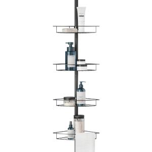 Zenna Home Tension Pole Shower Caddy Corner Organizer, Adjustable Standing Shower Caddy with 4 Baskets, Rust Resistant Bathroom Tension Rod Organizer, 60 to 97 Inch, Matte Black