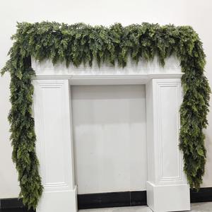 9FT Christmas Cedar Garland Artificial Full and Lush Cedar Garland Faux Pine Needles Cypress Garlands for Table Mantle Wall Window Indoor Outdoor Home Decor