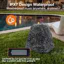STUDIOFINIX 8" Rock Speakers Outdoor Waterproof - 5.3 Bluetooth Wireless Speaker Solar Powered Max Peak 240W for Garden, Patio, Deck, Pool, Backyard (Gray 1 Pair)