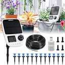 HIRALIY Solar Automatic Drip Irrigation System, Solar Powered Watering Device with Timer for Pots Plants, Pressure Balanced Drippers, Adjustable Water Flow, with USB Port, for Indoor Irrigation Kit