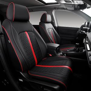 Custom Fit CRV Seat Covers for 2023-2026 Honda CR-V Hybrid & Gas, Waterproof Faux Leather Full Set Car Seat Cover, Fits LX, EX, EX-L, Sport, Touring, TrailSport (Black+Red)