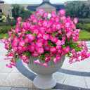 Artificial Flowers Fake Plants for Outdoor Indoor Decoration,16 Bundles UV Resistant Faux Plastic Flowers,Realistic Pink Morning Glory for Planter Porch Patio Home Table Wedding, (Pink)