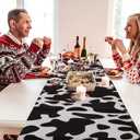 5 Pcs Linen Cow Print Table Runner Black and White Farm Cow Print Tablecloth Western Barnyard Cowboy Themed Table Cloths for Birthday Party Decorations Home Kitchen Supplies ( 13 x 72 in)