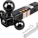 METOWARE Trailer Hitch Tri Ball Mount with 5/8" Hitch Pin, 1-7/8 Inch, 2 Inch and 2-5/16 Inch Tri Ball Hitch Fit 2 Inch Receiver, Hollow Shank Tow Hitch, Black