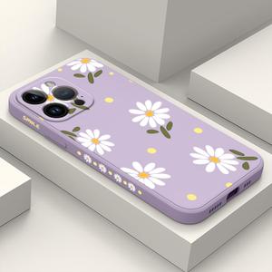 LEECG for iPhone 14 Pro Max Case Astronaut Butterfly Flower Pattern Soft Anti Scratch Microfiber Lining Inside Phone Cover, Anti Fingerprint Slim Fit Silicone Soft 14 Pro Max Case-Daisy Purple