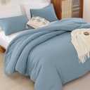 ROSGONIA King Size Comforter Set Dusty Blue, 3pcs (1 Boho Blue Comforter & 2 Pillowcases) All Season Bedding Lightweight Bedspread Blanket Quilt, King Comforter 104"x90"