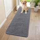 Smiry Dog Door Mat for Muddy Paws 59x20, Absorbs Moisture and Dirt Doormat, Non-Slip Washable Quick Dry Chenille Front Door Mat Indoor Entrance, Entryway Carpet for Inside Floor, Dark Grey