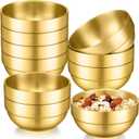 Lallisa 10 Pieces Gold Mixing Bowls Double Wall Thick 304 Metal Stainless Steel Bowls for Wedding Party Rice Noodle Fruit Salad Soup Facial Serving Cooking Baking Storing(4.1 Inches)