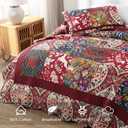 Cotton Bedspread Quilt Bedding Sets 3 Pieces Reversible Coverlet Sets Comforters Gorgeous Paisley Floral Patchwork Red Bedspread, Queen Size