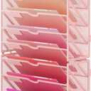 Lavatino 10-Tier Hanging Wall File Folders Organizer - Pink Metal Mesh Paper Magazine Document Mail Holder File Organizer for Office School Home Wall Mount or Desk Supplies Organization