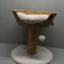 SHENGOCASE Small Cat Tree Tower with Large 17.7" Rattan Wicker Basket, Handwoven Nest Basket Bed, Window Perch for Large Cats up to 25LBS