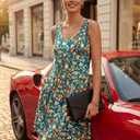 LUXVEER Womens Summer Hawaiian Dresses 2026 Floral Printed Casual Loose Boho Dress Scoopneck Sleeveless Sundresses Beach Vacation Swimsuit Coverup (L)