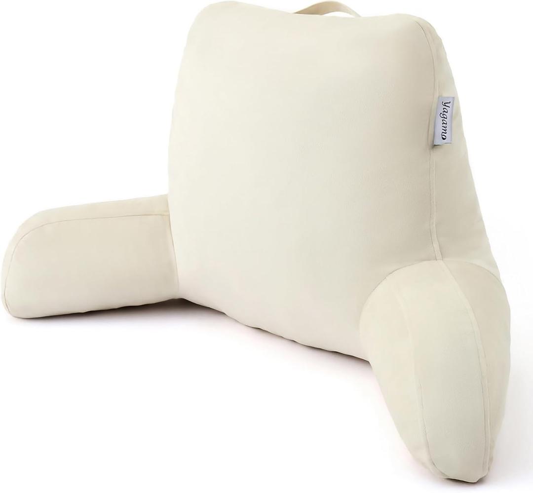 Reading Pillow with Adjustable Memory Foam,Adult Backrest with Arms, Back Pillow for Sitting in Bed with Washable Cover- Large, Purpule (Purple)