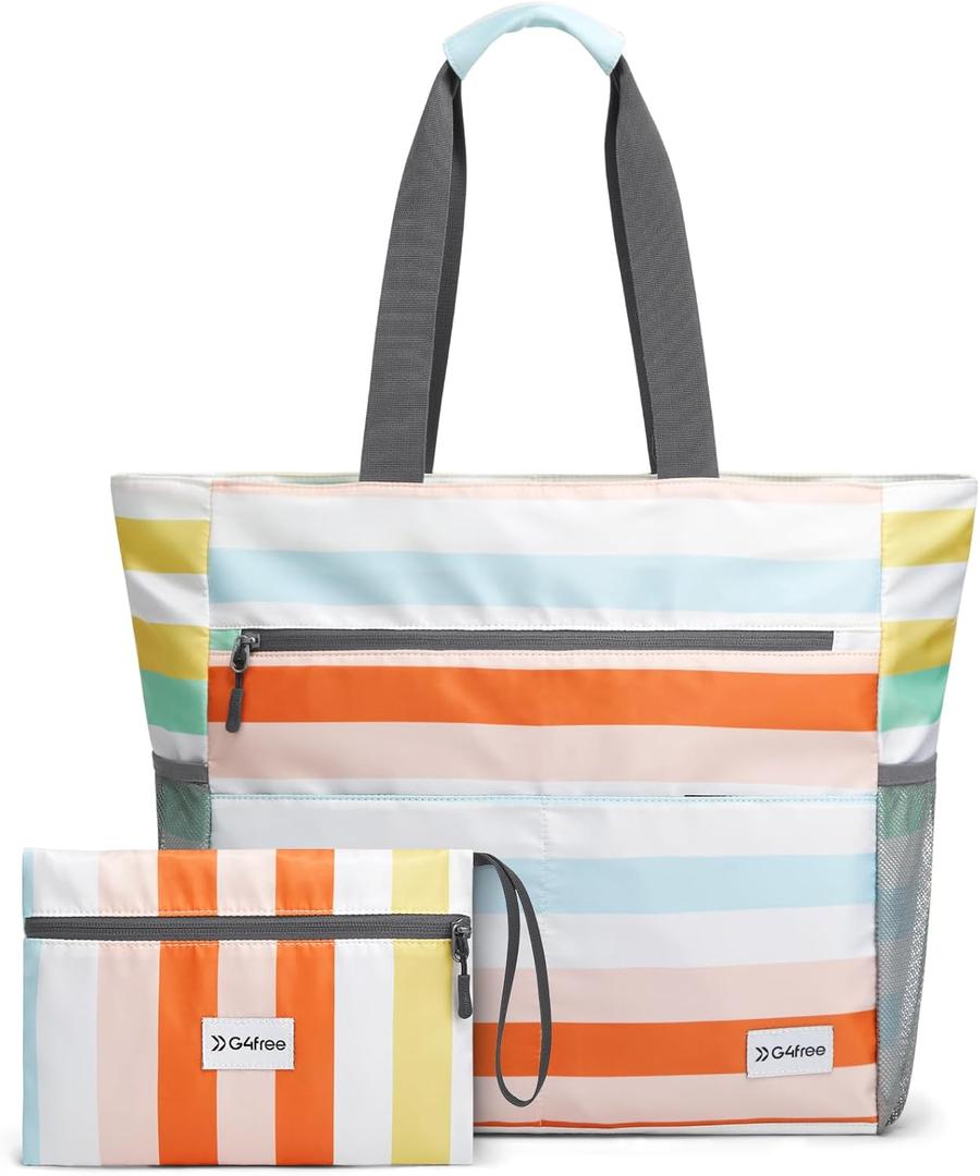 G4Free Beach Bag, Waterproof Sandproof Beach Tote Bag, Large Capacity Foldable for Women (50L, Rainbow) G4Free Beach Bag, Waterproof Sandproof Beach Tote Bag, Large Capacity Foldable for Women (50L, Rainbow)