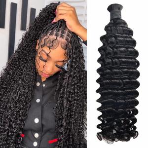 Deep Wave Bulk Human Hair for Braiding 100g with No Weft Human Hair Bundles for Brainding Wet and Wavy Human Hair Extensions Micro Braiding Human Hair for Boho Braids Natural Color 16 Inch