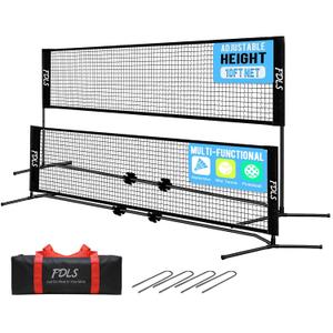 FDLS 10FT Portable Adjustable Badminton Pickleball Net with Carry Bag