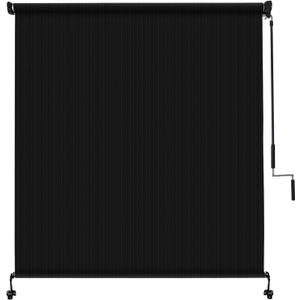 Amagenix Outdoor Roller Shades 12'(W) X 8'(H), Exterior Cordless Patio Shades Roll Up Outdoor Blinds with Spliced Poles Design, 90% UV Protection for Porch Gazebo Pergola, Black, 144"W x 96"H