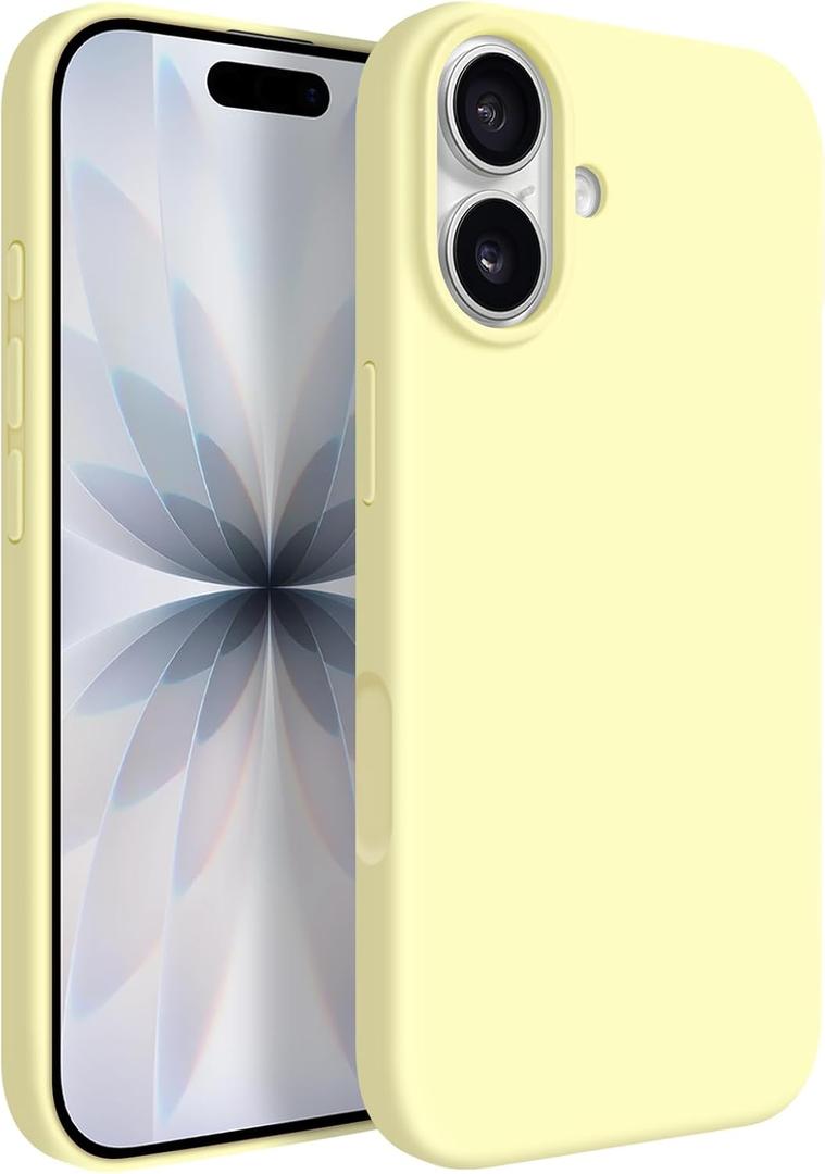 Newseego for iPhone 17 Case with Camera Control Button, Solid Color Liquid Silicone Case for Women Girls Men Anti-Scratch Lining Shockproof Drop Protective Cover for iPhone 17-Yellow