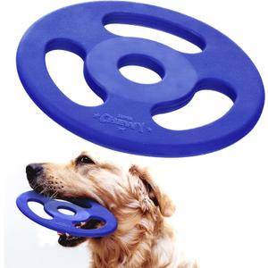 SuperChewy Tough Tug-of-War Flying Disc Toy | Lifetime Replacement | Strong Natural Rubber | Great Tug Disc Fetch Toy for Dogs | Ultra Durable Chew Toys for Aggressive Chewers | for All Breeds (Large - 8.5 Inch / 14 oz)